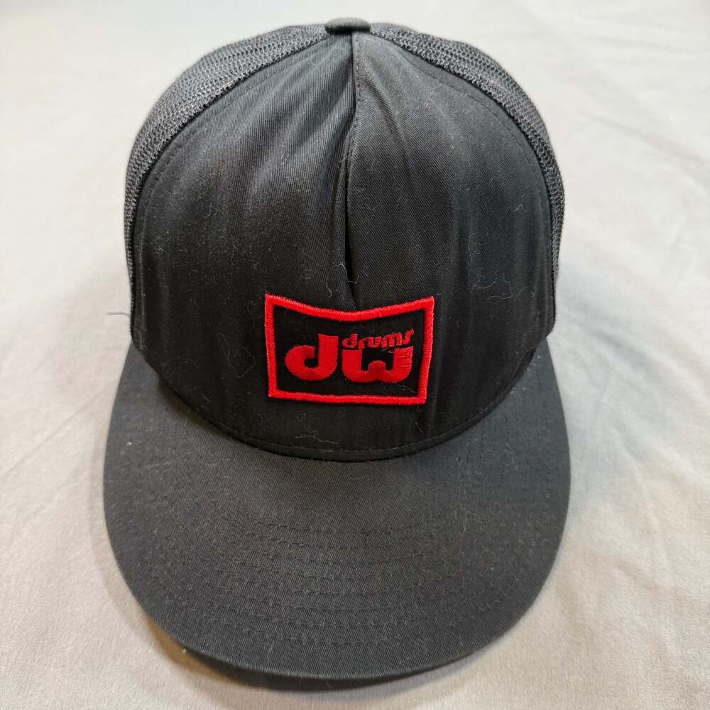 DW Drums Black Mesh Snapback Hat with Red Logo
